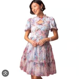 Ivy City Co Floral Mini Dress - Pink and Blue